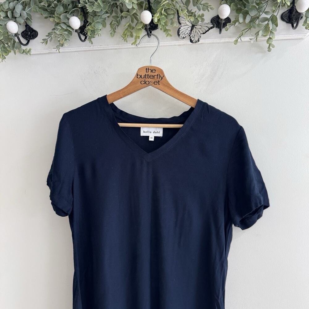 Bella Dahl Navy 100% Rayon Shirt Dress Oversized XS 22-4731 - Picture 2 of 4